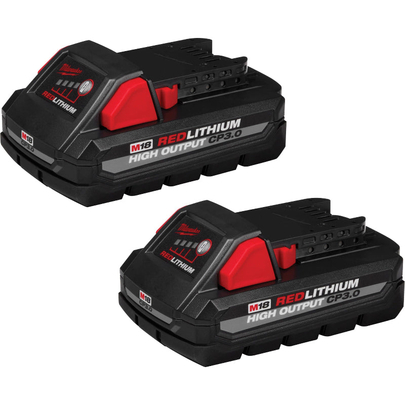 Milwaukee M18 REDLITHIUM HIGH OUTPUT CP3.0 18V 3.0Ah battery 2-pack model 48-11-1837 for professional cordless cleaning equipment