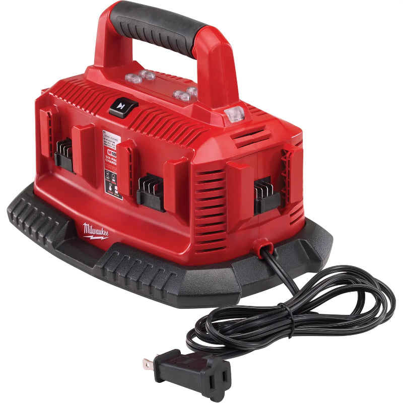 Milwaukee M18 Six Pack Sequential Charger 48-59-1806 for charging up to six M18 lithium-ion batteries used with commercial cleaning equipment