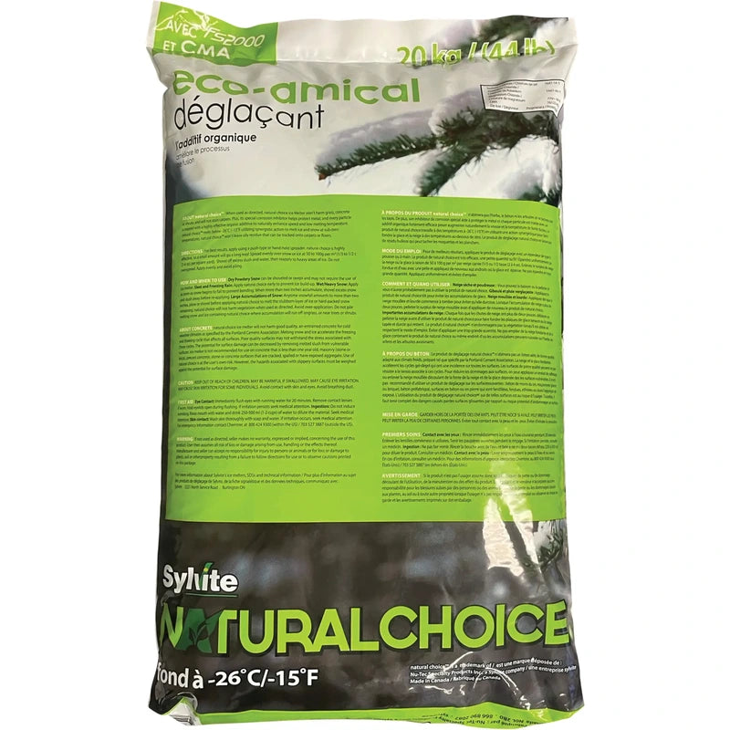 Natural Choice 20 kg single bag rear label with French branding and directions; sold in a pack of ten