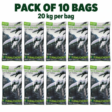 Illustration of ten Natural Choice 20 kg bags in two rows of five, labelled Pack of 10 Bags