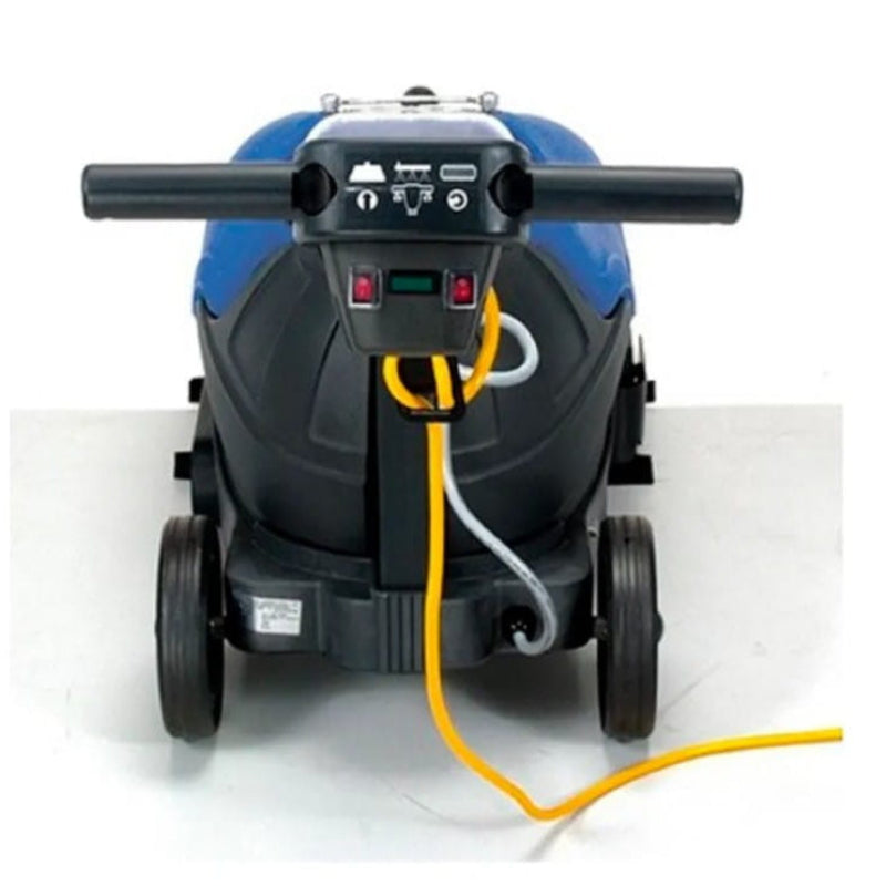 Powr-Flite compact scrubber rear view showing solution tank and recovery system