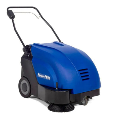 Powr-Flite Quasar 26 inch battery powered walk behind sweeper commercial cleaning equipment