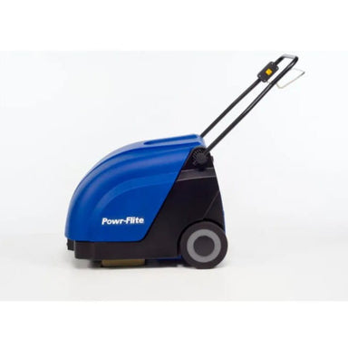 Side view of Powr-Flite Quasar commercial floor sweeper for cleaning businesses