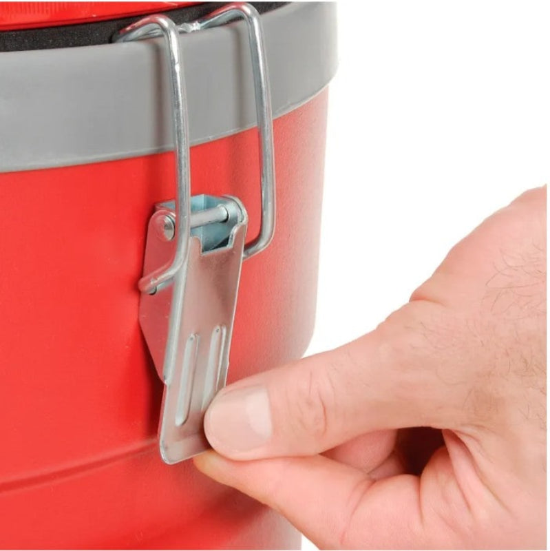 Top handle and power switch on Pullman Holt HEPA Vacuum