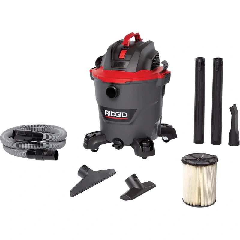 RIDGID 62703 RT1200 wet/dry vacuum with hose, two extension wands, three nozzles and standard cartridge filter