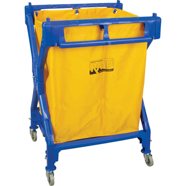 RMP commercial laundry cart with heavy-duty vinyl bag for hotels, healthcare facilities, and housekeeping teams