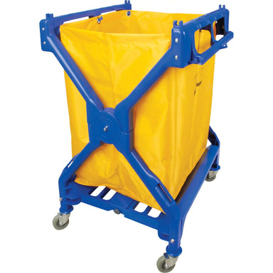 Heavy-duty steel frame on the RMP commercial laundry cart designed for daily linen and laundry transport