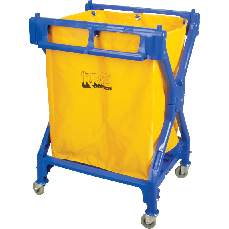 RMP laundry cart with smooth-rolling swivel casters for easy transport through commercial facilities