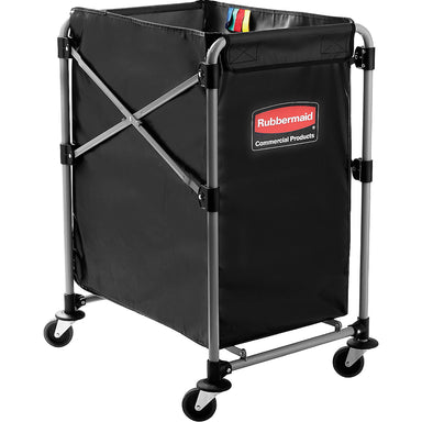 Rubbermaid Collapsible X-Cart 4-bushel commercial laundry and waste collection cart for hotels, healthcare facilities, and janitorial teams