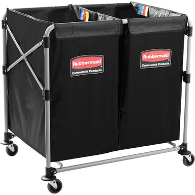 Rubbermaid Collapsible X-Cart commercial laundry and waste collection cart for hotels, healthcare facilities, and janitorial professionals