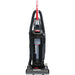 Sanitaire SC5745D bagless upright vacuum shown from the front with hose stored on the body