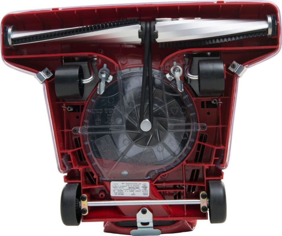 Base and brushroll of Sanitaire upright commercial vacuum for deep carpet cleaning