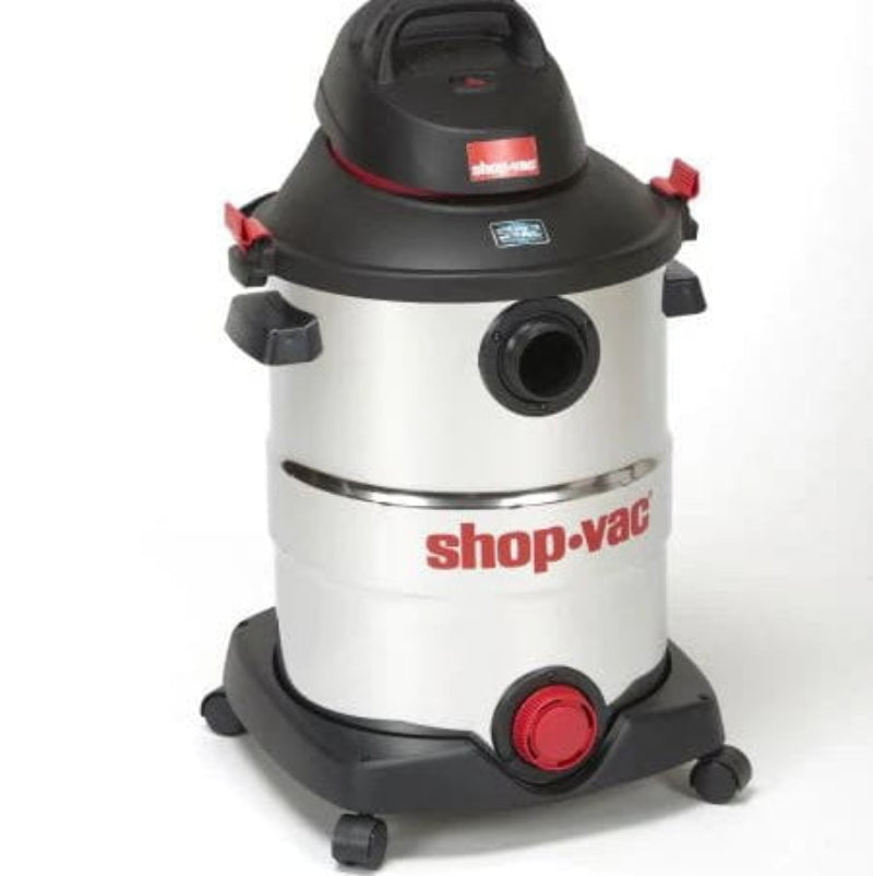 Front view of Shop-Vac SVX2 12 Gallon stainless steel commercial wet dry vacuum