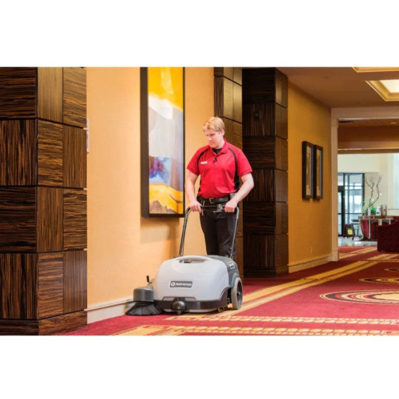 Terra 28B walk-behind sweeper ergonomic handle and control system