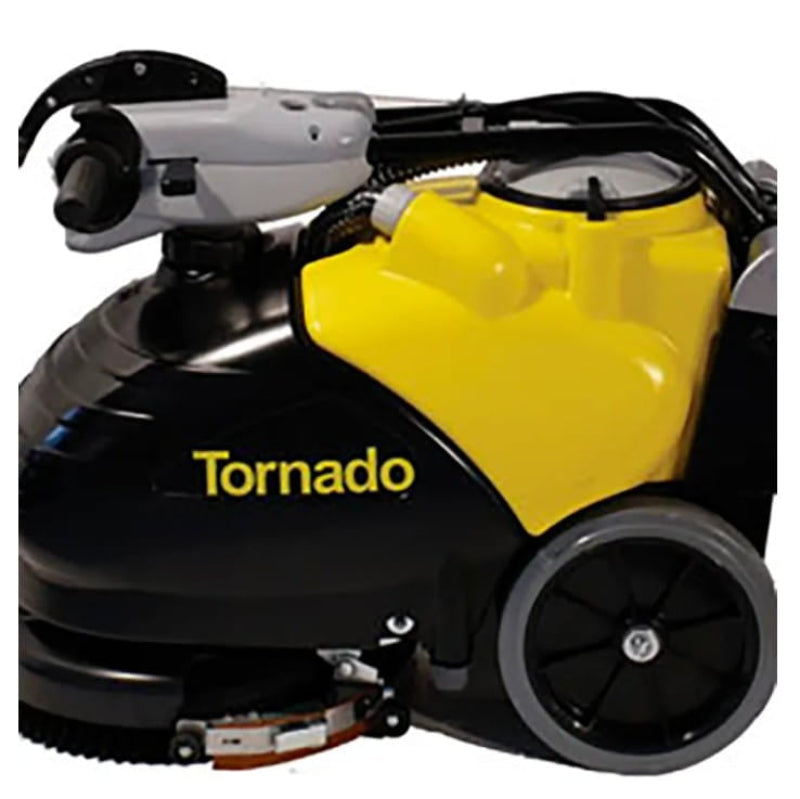 Compact commercial floor scrubber designed for tight spaces and easy maneuverability