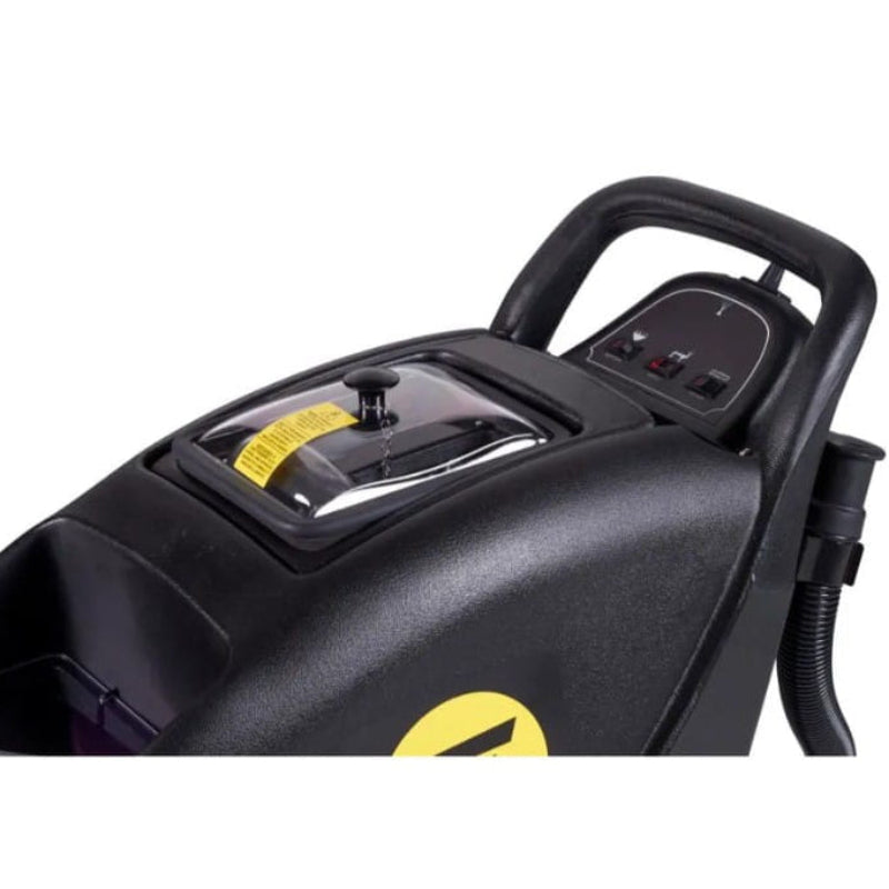 Tornado SE 900 carpet extractor handle and control panel detail for professional cleaning