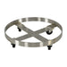 Vestil DRUM-SS-55-H stainless steel dolly supporting a 55-gallon drum for demonstration
