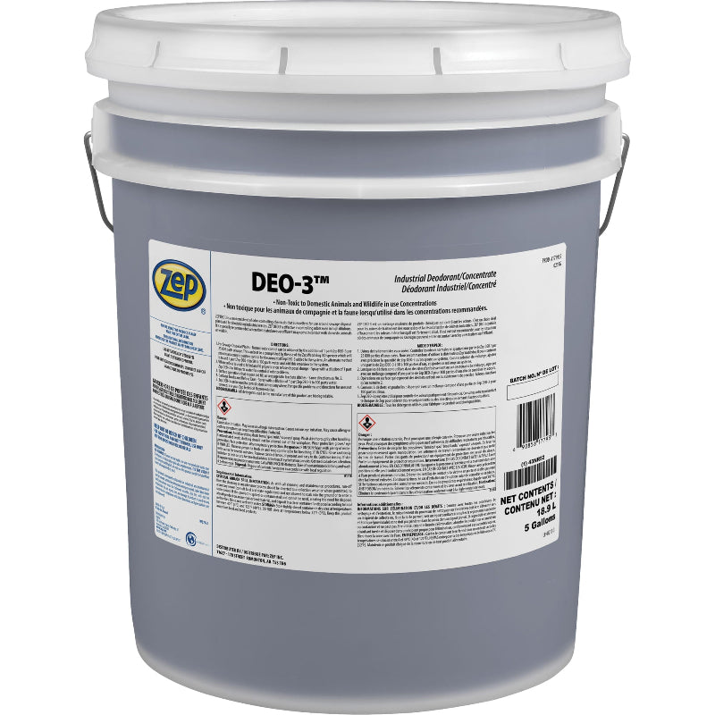 Zep Deo 3 Industrial Deodorizer 5 gallon pail concentrated deodorizing solution for commercial cleaning and facility maintenance