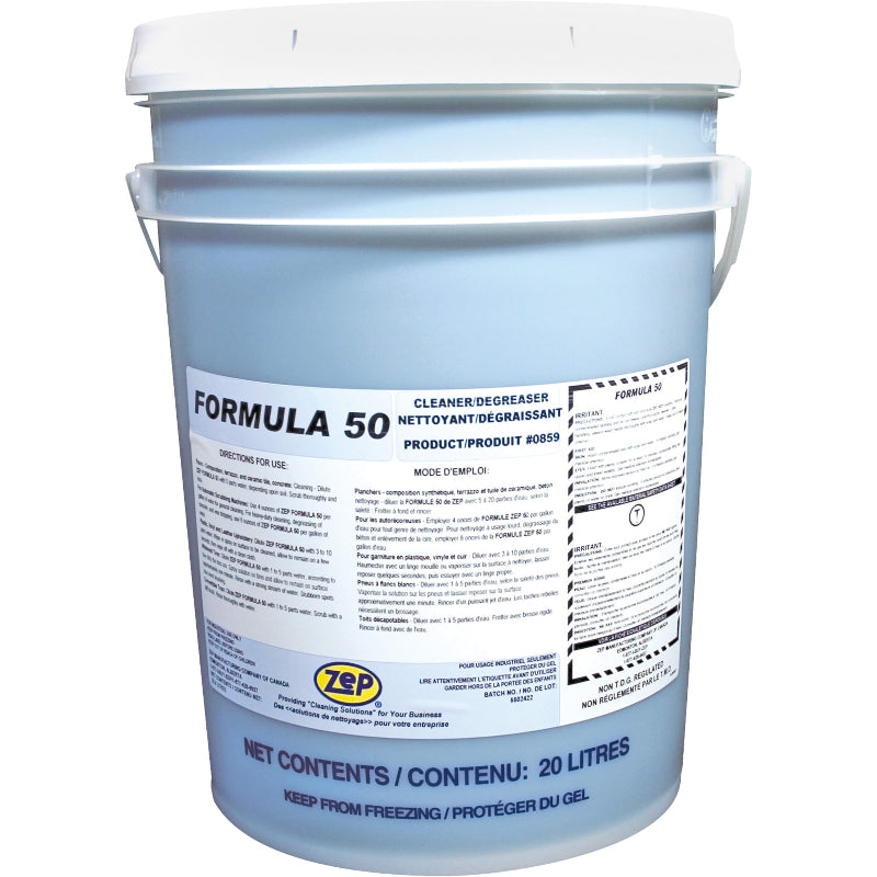 Zep Formula 50 Heavy-Duty Alkaline Cleaner 20 litre pail for commercial and industrial cleaning applications